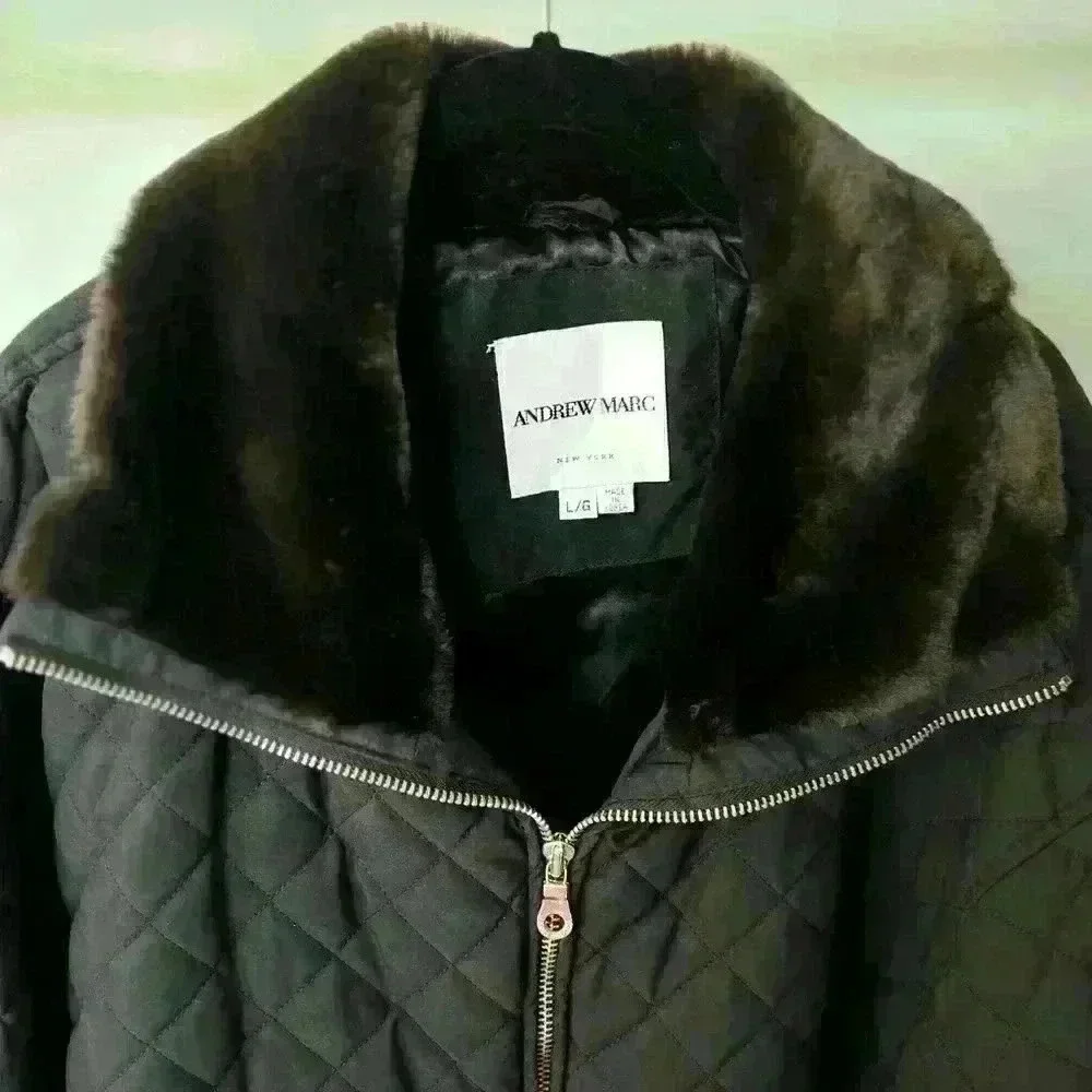 Andrew Marc Quilted Jacket with Faux Fur Collar - Picture 3 of 4